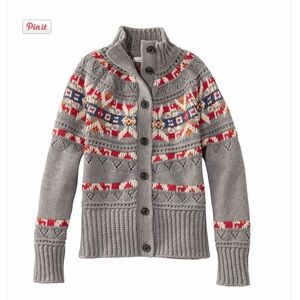 LL Bean Gray Fair Isle Women's Fisherman’s Sweater XL